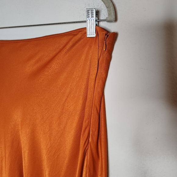 & Other Stories Orange Satin Midi Skirt Size 12 - Picture 13 of 16